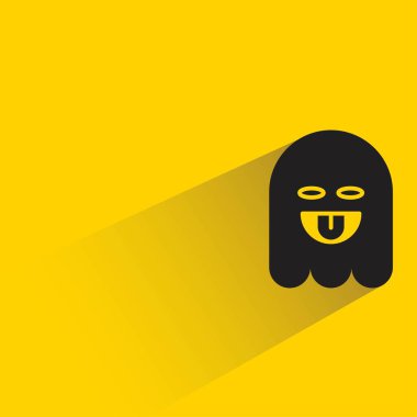 Sarı arka planda gölgesi olan yüzsüz hayalet emojisi.