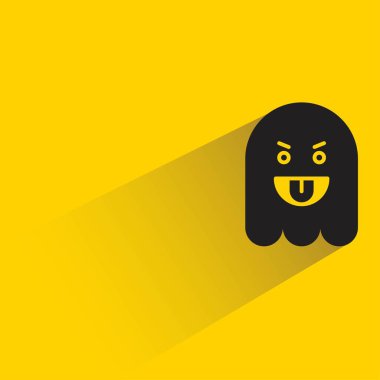 Sarı arka planda gölgesi olan yüzsüz hayalet emojisi.