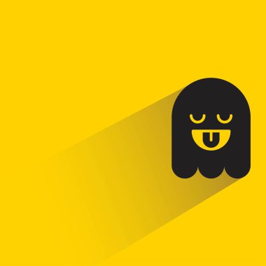 Sarı arka planda gölgesi olan yüzsüz hayalet emojisi.
