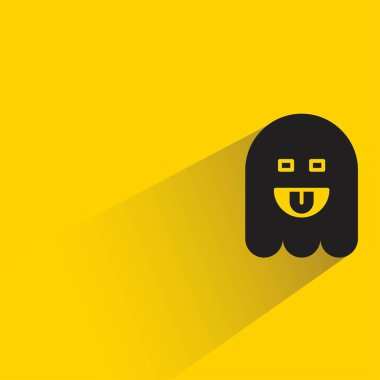 Sarı arka planda gölgesi olan yüzsüz hayalet emojisi.