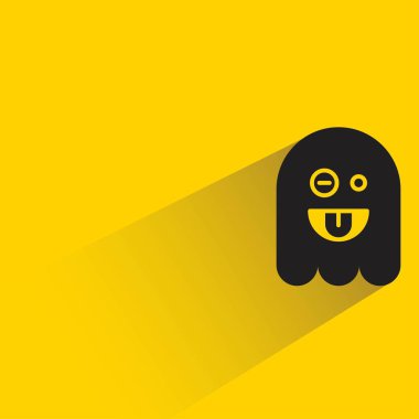 Sarı arka planda gölgesi olan yüzsüz hayalet emojisi.