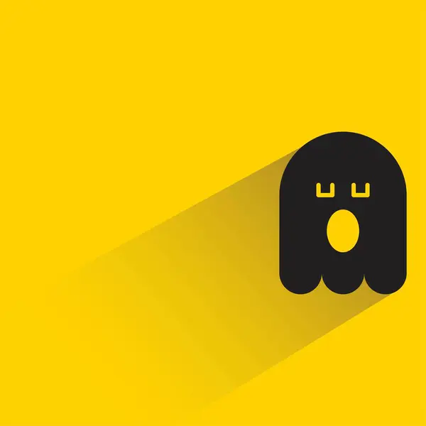 Stock vector bored ghost emoji with shadow on yellow background