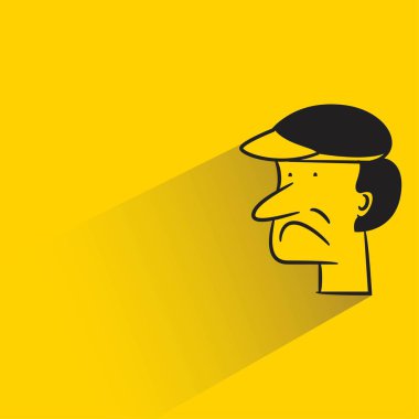 Sarı arka planda gölgesi olan erkek yüz karakteri