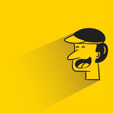Sarı arka planda gölgesi olan erkek yüz karakteri