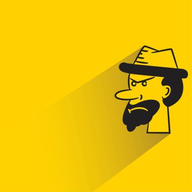 Sarı arka planda gölgesi olan erkek yüz karakteri