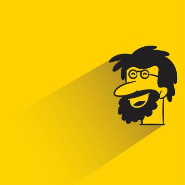 sarı arka planda gölgesi olan sakallı adam karakteri