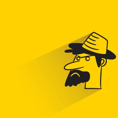 Sarı arka planda gölgesi olan erkek yüz karakteri