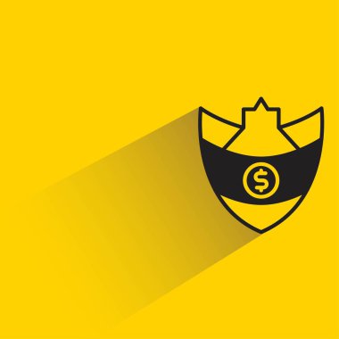 Sarı arkaplanda gölge bırakan şövalye kalkanı simgesi