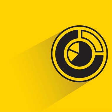 Sarı arkaplanda gölgesi olan pasta çizelgesi simgesi