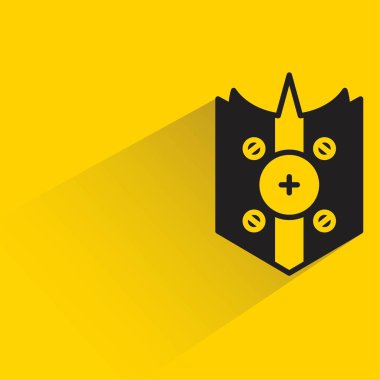 Sarı arkaplanda gölgesi olan kalkan simgesi