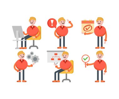 Çeşitli pozlardaki erkek karakter simgeleri