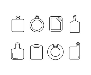 Kesme tahtası çizgi simgeleri vektör illüstrasyonunu ayarla