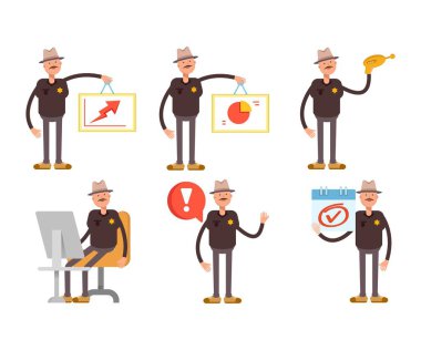 Şerif karakterleri vektör illüstrasyonunu ayarladı