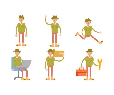 Çeşitli pozlarda şapka takan bir adam.