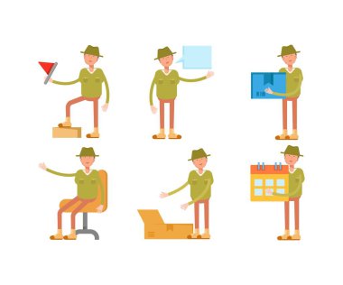 Çeşitli pozlarda şapka takan bir adam.