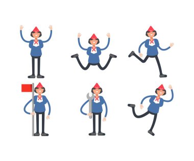 Farklı pozlardaki hostes karakterleri