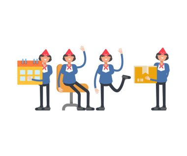 Farklı pozlardaki hostes karakterleri