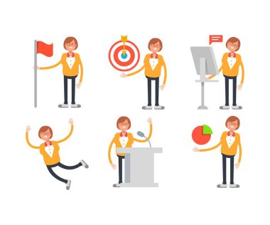 ofis kadını karakterleri vektör illüstrasyonunu ayarladı