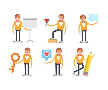 ofis kadını karakterleri vektör illüstrasyonunu ayarladı