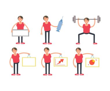 Çeşitli pozlardaki erkek karakterler vektör illüstrasyonu