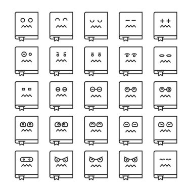 sinirli kitap ifadeleri vektör illüstrasyonunu ayarlar