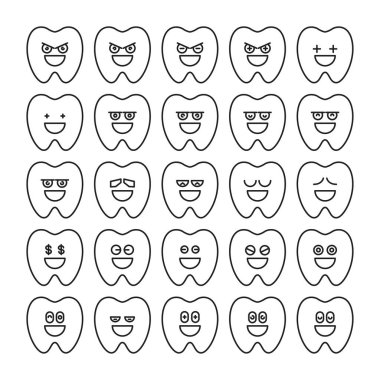 Gülümse diş ifadeleri vektör illüstrasyonunu ayarla