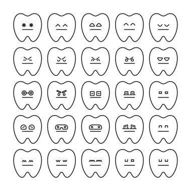 diş ifadeleri vektör resimlemesini ayarladı