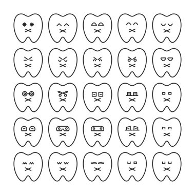 sessiz diş simgeleri vektör illüstrasyonunu ayarlar