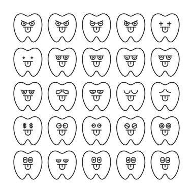 Arsız diş ifadeleri vektör illüstrasyonunu ayarlar