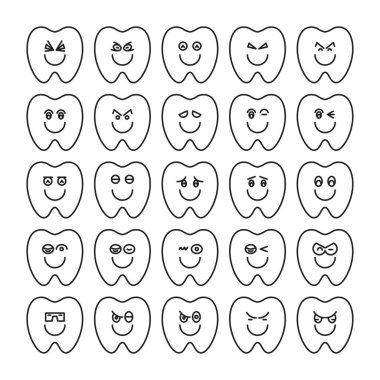 Gülümse diş ifadeleri vektör illüstrasyonunu ayarla