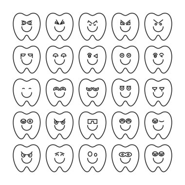 Gülümse diş ifadeleri vektör illüstrasyonunu ayarla