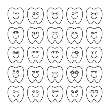 Gülümse diş ifadeleri vektör illüstrasyonunu ayarla
