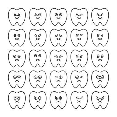 sessiz diş simgeleri vektör illüstrasyonunu ayarlar