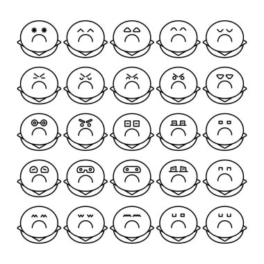 dilsiz çörek emoji simgeleri vektör illüstrasyonunu ayarlayın