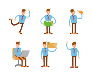 Çeşitli pozlardaki ofis çalışanı karakterleri