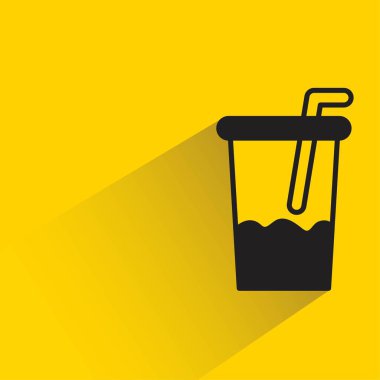 coffee cup with shadow on yellow background