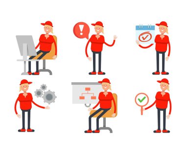 kadın karakterler vektör illüstrasyonunu ayarladı