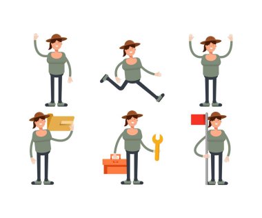 kadın karakterler vektör illüstrasyonunu ayarladı