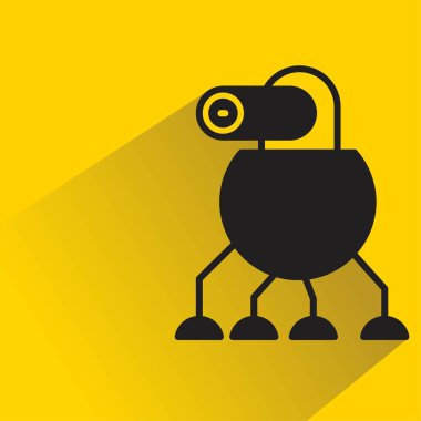 Sarı arkaplanda gölgesi olan robot simgesi