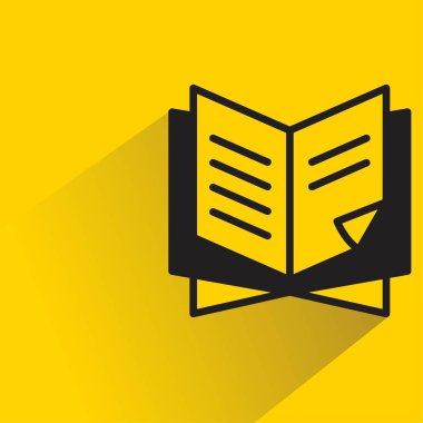 Sarı arkaplanda gölgesi olan kitap simgesi
