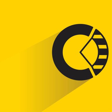 Sarı arkaplanda gölgesi olan pasta çizelgesi simgesi