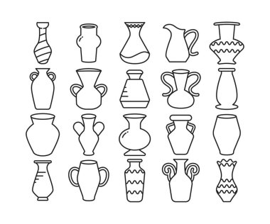 vazo ve sürahi simgeleri vektör illüstrasyonunu ayarlayın