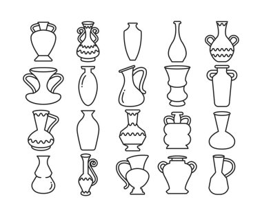 vazo ve sürahi simgeleri vektör illüstrasyonunu ayarlayın