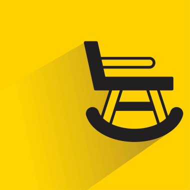 Sarı arkaplanda gölgesi olan sallanan sandalye simgesi