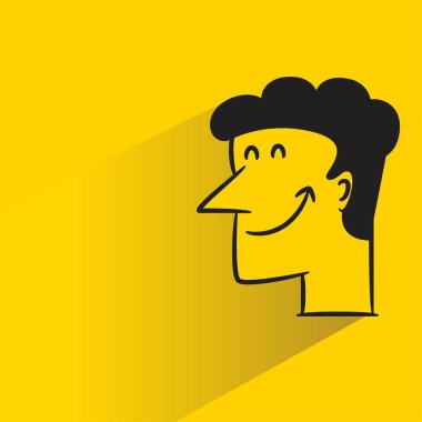 Sarı arka planda gölgesi olan erkek yüz avatarı