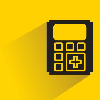 Sarı arkaplanda gölge bırakan hesap makinesi simgesi