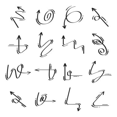 eğri ve karalama okları vektör kümesi