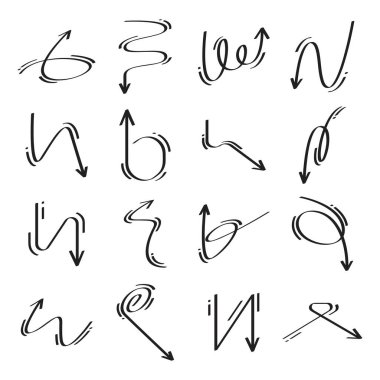 eğri ve karalama okları vektör kümesi