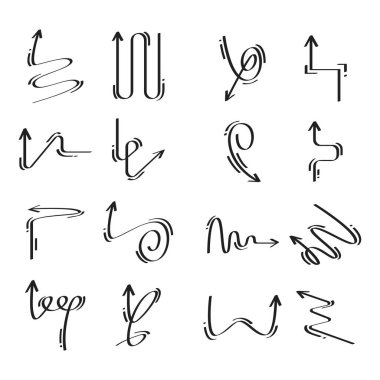 eğri ve karalama okları vektör kümesi