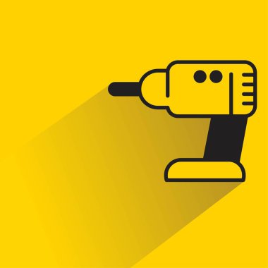Sarı arkaplanda gölgesi olan elektrikli matkap simgesi